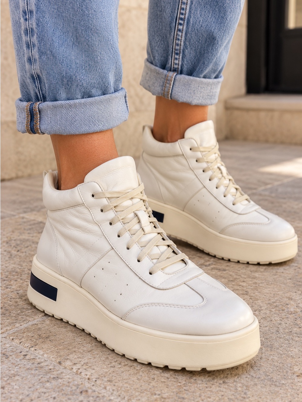 Paloma Barceló White Leather High Top Platform Sneakers EU 39
